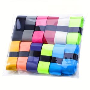 TEMU 12pcs 테니스 라켓 안티 슬립 땀 흡수 테이프, PVC 접착 스트립, 라켓 스포츠, 다양한 색상, 경기장에서 성능을 향상시키기 위한 강화된 그립