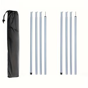 TEMU 2개 세트 2m 조절 가능한 야외 차양 폴 + 휴대용 케이스 - 가볍고 튼튼한 금속 텐트 현관 지지대, 캠핑 및 캐머 액세서리 (봄/여름/가을 사용 가능)