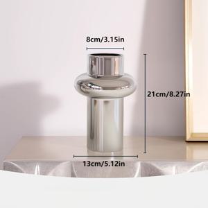 TEMU 현대 북유럽 실버 도금 세라믹 화병 - 거실, TV 스탠드 또는 홈 데코용 슬림한 원통형 디자인, 신선한 꽃이나 말린 꽃에 완벽, TV 스탠드 장식 | 화병 | 내구성 있는 세라믹, 꽃 화병