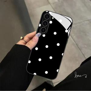 TEMU 창의적이고 소박한 폴카 도트 고품질 스타일리시하고 패션적인 템퍼드 유리 폰 케이스, 삼성 갤럭시 S25 울트라/S25/S25 플러스/S24/S24 FE/S24 플러스/S24 울트라/S23/S23Fe/S23+/S23 울트라/S22/S21/S20, 갤럭시 A54/A53/A52/A34/A32/A25, 내구성 있는