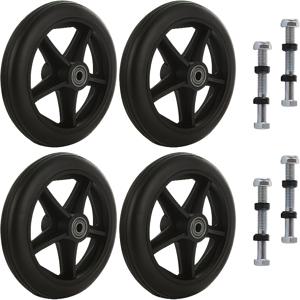 TEMU 4개 교체용 휠, 4축 접이식 휠체어 캐스터, 고무 롤러 범용 휠체어 액세서리, 블랙, 휠체어 및 워커 호환 가능