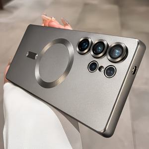 TEMU 럭셔리 무선 충전 케이스 - 갤럭시 S21/S22/S23/S24/S25 울트라 플러스 호환, 카메라 렌즈 보호 기능 포함, 매트 소프트 TPU 충격 방지 커버