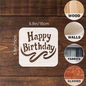 TEMU 6개 세트 해피 버스데이 스텐실 5.9x5.9인치 리본 풍선 스텐실 생일 테마 템플릿 카드 만들기 DIY 데코, 수제 공예품,리본 디자인,장식용 템플릿,재사용 가능한 스텐실,고품질 스텐실,공예 스텐실,카드 만들기 용품,선물 제작자,공예 애호가