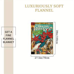 TEMU 1개 마블 스파이더맨 프린트 플란넬 담요 - 부드럽고 편안한 사계절용, 액션 가득 코믹 아트 레드 & 블루 디자인, 침대·소파·캠핑용 - 마블 팬을 위한 완벽한 선물, 장식, 동적 캐릭터 일러스트레이션, 사무실 컴포트, 현대적인 스타일, 내구성 있는 소재, 홈 데코