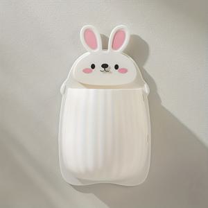 TEMU 4가지 색상, 귀여운 토끼 모양 벽걸이 칫솔 및 치약 홀더, 공간 절약형 욕실 액세서리