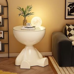 TEMU 1개 미니 베어 액센트 테이블 - 창의적인 모바일 나이트스탠드, 현대적 블랙 플라스틱 침대 옆 탁자 & 소형 공간용 소파 사이드 테이블, 간편 조립, 전원 필요 없음