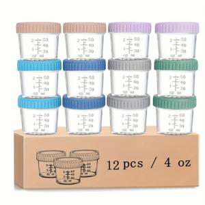 TEMU 6팩/12팩, 4온스 젤리 병 캐비어 용기 컬러풀 뚜껑 유리 밀봉 식품 보관용 항아리