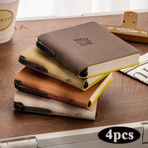 TEMU 4개 세트, 휴대용 소형 포켓 노트북 - 부드러운 인조 가죽 펜 포함, 224페이지, 드로잉 북, 두꺼운 빈 마커 핸드북, 스케줄 노트, 여행 저널, 사무실&학교용, 완벽한 선물