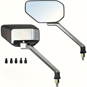 TEMU 유니버설 후방 거울 - M10/M8 나사산, 더블 테이크 플랫 커브 디자인, 인체공학적 마운트 및 4개 스크류 & 고무 부싱 포함, 스쿠터/ATV/크루저/Polaris Sportsman 호환 (HONDA용)