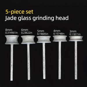 TEMU 3/4/5/6/8mm 플랜지 폭 연마 헤드 5개 세트, 인조 옥 반지 연마 베벨 및 라운드 연마 헤드, 유리 가장자리 챔퍼링 도구