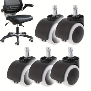TEMU 5개 사무실 의자 바퀴 교체 나일론 의자 캐스터, 하드우드 바닥 및 카펫용, 5개 세트, 범용 마운트 건조 사무실 의자 바퀴, 의자 교체용 사무실 의자 패드, 소음 없는 안전한 롤링, 대부분의 의자에 적합합니다.