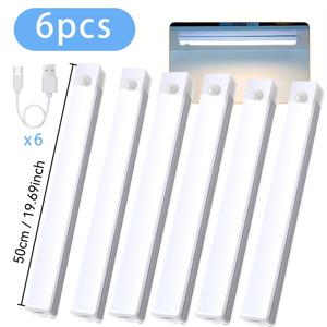 TEMU 6개입, USB-LED 모션 센서 조명 - 충전식 옷장 조명, LED 센서 스트립 라이트, USB 충전형 긴 스트립 조명 (옷장, 캐비닛, 주방, 사무실, 컴퓨터 책상, 복도, 계단용, 홈 ), 계단 조명,사무실 조명,세련된 조명, 디자인,에너지 효율적인 조명,내구성 있는 플라스틱,모션 감지 조명,인테리어 장식가