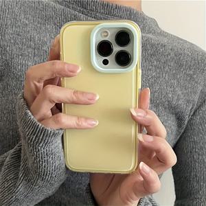 TEMU 아이폰 17 프로 맥스 17 16 15 14 11 프로 맥스 16 15 14 플러스용 컬러 블록 광택 솔리드 컬러 폰 케이스 - 도파민 더블 컬러 충격 방지 범퍼 커버