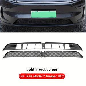 TEMU 테슬라 모델 Y 2025 버그 디플렉터 그릴 & 에어 인테이크 가드 - 헤비듀티 ABS+스틸 메쉬, 곤충 스크린, 스크래치 방지, 비파괴 설치, 테슬라 모델 Y 주니퍼 2025에 정밀 맞춤 - 전면 범퍼 그릴 보호대 (테슬라 모델 Y SUV용) - 매트 블랙, 2단 디자인, 쉬운 설치, 먼지 및 이물질, 향상된 공기 흐름, 모기 및 잎 가드