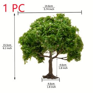 TEMU 15cm 리얼리스틱 잎사귀가 있는 미니어처 건축 모델 나무 - DIY 기차 철도 장면 및 풍경 레이아웃용 생일 선물, 축제 소품