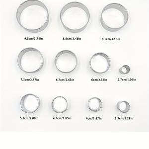 TEMU 11피스 둥근 가장자리 스테인리스 스틸 만두 커터 쿠키 몰드 케이크 무스 토스트 그레이터 수제 주먹밥 롤빵 몰드