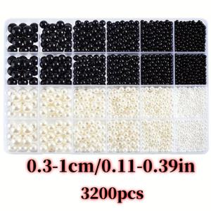 TEMU 3100개 다양한 아크릴 비즈 - 블랙, 화이트, 진주, 골드, 3/4/5/6/8/10mm, DIY 보석 만들기 용품, 팔찌, 목걸이, 귀걸이용, 크래프팅 액세서리 | 다양한 비즈 세트 | 내구성 있는 크래프팅 재료, 비즈 크래프팅 용품