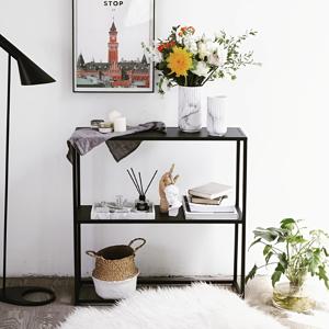 TEMU 노르딕 인더스트리얼 멀티 티어 플로어 선반 - 튼튼한 파이프 구조의 헤비듀티 메탈 스탠딩 오거나이저, 현대적인 거실·침실·현관 수납용 공간절약형 선반, 고품질 제작, 홈 & 오피스 데코, 모던 가구, 실내 장식용 스탠딩 선반