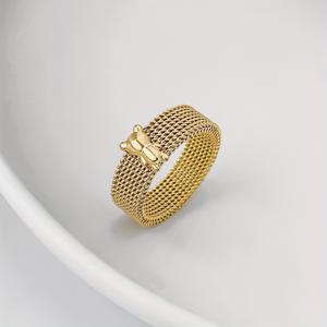 TEMU 곰 메쉬 와이드 밴드 링, 카툰 곰 새끼, 스테인리스 스틸 방수 여성 반지, 귀여운 패션 주얼리, 데일리 웨어, 발렌타인데이, 크리스마스, 어머니날 선물, 6mm 와이드