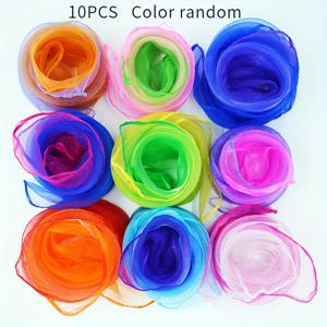 TEMU 10개 그라데이션 댄스 스카프 - 여성용 사진, 여행 및 패션 액세서리용 경량 투명 가제 손수건 60x60cm, 다양한 파스텔 색상, 부드러운 원단