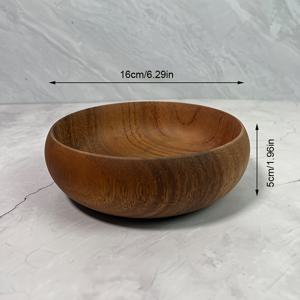 TEMU 1pc 손수 제작 나무 그릇 - 일본 스타일, 열 저항성, 반원형 샐러드 그릇, 식사 및 서비스용으로 적합, 뜨거운 또는 차가운 식사에 완벽, 주방 필수품 | 일본 감성 디자인 | 손수 제작 우아함, 샐러드 그릇