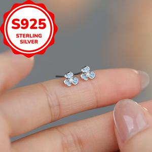 TEMU 세련된 여성용 귀걸이, 섬세한 꽃 디자인, 925 실버와 합성 지르코니아 제작, 소형 달콤한 액세서리 (박스 미포함)