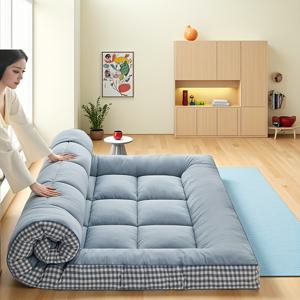 TEMU 2.5인치 두께 퀼트 마이크로화이버 매트리스 토퍼 - 1000GSM 울트라 소프트 접이식 풀사이즈 침대 패드, 블루 멀티서피스, 침실·여행·캠핑용, 홈 릴랙세이션, 고급 품질, 수면 향상, 침실 장식