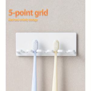 TEMU 일본 탄소강 전기 칫솔 홀더, 5칸, 가족용 팩, 내구성 있는 벽걸이 자체 접착 칫솔 정리함, 드릴링 없이 빠른 배수 디자인, 다기능 욕실 정리함, 세면도구/샤워 파우프용