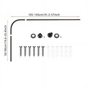 TEMU 조절 가능한 L자형 샤워 커튼봉, 50-90cm x 105-145cm 코너 스테인리스 스틸 커튼봉, 곡선형 벽걸이형 샤워봉, 욕실·수영장·주방용, 드릴링 필요, 블랙|커튼봉|샤워커튼