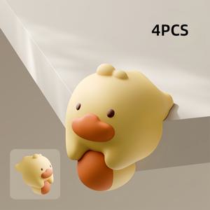 TEMU 4pcs 귀여운 만화 동물 모서리 보호대 - 소프트 PVC 가구 보호대, 벽난로, 계단, 캐비닛, 테이블용 - 노란색, 흰색, 파란색, 오렌지색의 장식용 모서리 쿠션, 가구 보호 | 재미있는 디자인 | 내구성 있는 PVC 소재