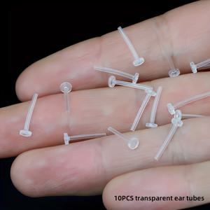TEMU 10개 레진 하이퍼알러지성 튜빙, 투명 플라스틱 튜빙, 귀 구멍 귀 핀 커버, 보이지 않는 PC 재질 귀 핀 튜빙, DIY 보석 귀 핀 액세서리.