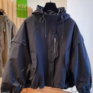 TEMU 여성용 베이지 후드 야구 재킷 - 루즈핏 롱 코트, 프론트 클로저, 캐주얼 & 포멀 이벤트용 논스트레치 원단, 기계 세탁 가능 레이어링 아이템