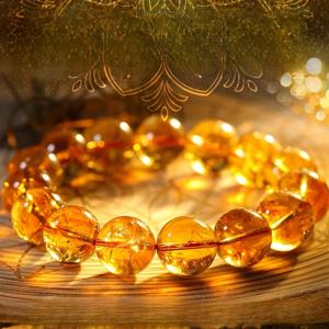 TEMU 남성용 12mm 자연 브라질 노란색 시트린 골든 슈퍼 세븐 브래지렛, 여성용 노란색 타워