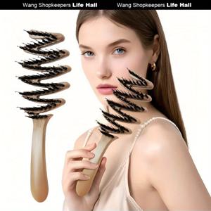 TEMU 1개 긴 손잡이 헤어 브러시 - 비전기식 두피 마사지 기능, 부드럽고 풍성한 머리용 볼륨 브러쉬 - 튼튼한 ABS 핸들 - 젖은/건조한 머리에 적합 - 여성과 남성을 위한 완벽한 선물, 세련된 디자인, 견고한 구조, 남성 그루밍