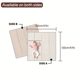 TEMU 양면 접이식 방수 아기 놀이 매트, 미끄럼방지 실내외용 유아 크롤링 매트, 캠핑 여행 간편 보관 및 세척 가능