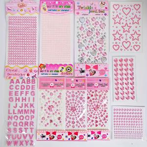 TEMU 10장 핑크 라인스톤 스티커 - 하트, 별, 꽃, 글자, 숫자 & 만화 캐릭터가 있는 재사용 가능한 아크릴 반짝이 데칼, DIY 공예, 얼굴 메이크업, 유리 장식용 - 애니메이션 감성의 귀여운 디자인, 스크랩북 용품, 카와이 스타일, 광택 보석, 접착 젬, 스테셔너리 수집용