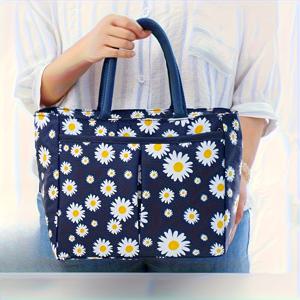 TEMU 런치백 도시락통 캠핑토트핸드백, 남녀공용 - 학교·사무실·외출에 적합. 비식품접촉, 피크닉필수템, 휴가소품, 스타일리쉬 점심파우치, 패브릭, 손세탁 가능, 다목적 토트백, 보온형 러닝포켓, 아웃도어 애호가 및 사무직원을 위한 제품