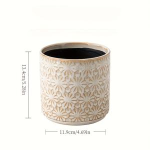 TEMU 1개 빈티지 엠보싱 플로랄 식기 보관함 - 주방용 도자기 조리대 정리함, 스푼 및 휘스크 장식용 - 러스틱 키친 데코 & 내구성 있는 크록, 우아한 디자인, 견고한 구조, 인테리어 장식품