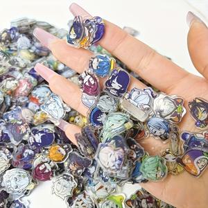 TEMU 100개 Genshin Impact 아크릴 캐릭터 패치 - 생생한 혼합 색상, 원형 게임 캐릭터 디자인, DIY 폰 케이스 및 키체인용 고품질 아크릴, 게이머 & 애니메이션 팬을 위한 완벽한 선물, 애니메이션 액세서리, 컬러풀 패치, 내구성 있는 패치