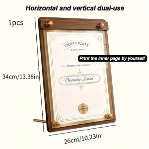 TEMU 1pc 우아한 나무 프레임 자격증 디스플레이 보드 - 이중 사용 수직 및 수평 메뉴 홀더, A4 크기, 커피숍, 밀크 티샵, 레스토랑, 커피숍 장식에 이상적