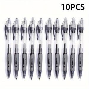 TEMU 학교 및 사무실용 대용량 강력한 필기능 0.5mm 푸시형 볼펜 10개 세트, 사계절 사용 가능