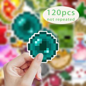 TEMU 120개 픽셀 아트 게임 데코 스티커 - 물병, 스케이트보드, 휴대폰 등에 사용할 수 있는 생동감 넘치는 PVC 데칼 - 네온 라이트와 레트로 캐릭터가 있는 재미있는 레트로 게임 테마, 게임 액세서리, 창의적인 장식, 창의적인 게임 데코, 향수 디자인, 컬러풀한 스티커