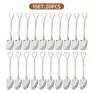 TEMU 20개 스테인리스 스틸 수박 스푼 세트, 창의적인 디저트 커피 스푼, 미니 스테인리스 스틸 스쿱 세트, 혁신적인 과일 스쿱, 야외 피크닉 및 캠핑용 휴대용 과일 스쿱 | 가정, 레스토랑, 카페에 적합