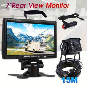 TEMU 7인치 차량 모니터 스크린과 후방 카메라 4핀 케이블 15m, 트럭 주차 트레일러 12-24V LED 야간 비전 역방향 카메라, 쉽게 설치할 수 있는 강력한 제품, 배터리 없음