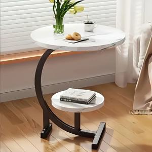 TEMU 모던 2단 커피 테이블 - 거실, 침실, 홈오피스용 공간절약형 디자인 | 내구성 강한 금속 및 목재 구조, 소파 사이드 테이블 또는 침대 옆 테이블에 이상적 | 스타일 | 나무 제작