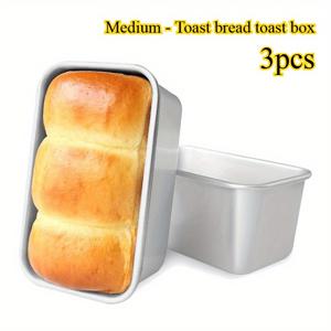 TEMU 3개 알루미늄 합금 직사각형 빵 베이킹 시트 팬 - 논스틱 오븐 안전 로프 팬, 내구성 높은 고온 저항 쉬운 탈형, 홈메이드 토스트, 케이크, 빵용 - 오븐, 베이킹 및 명절 선물(어머니날, 추수감사절)에 이상적