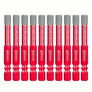 TEMU 10개 드릴 비트, 1/4인치 6mm | 1/4 헥스 샤크가 있는 건식 드릴 비트 세트, 타일, 포르셀라인 슬래브, 그라니트, 세라믹, 마블 및 유리에 적합 - 나무에 적합하지 않습니다