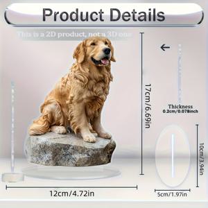 TEMU 2D 플랫 웨이브 스타일 골든 리트리버 조각상 - 홈 & 오피스 데스크용 장식품, 재미있는 디자인과 생동감 있는 컬러의 다목적 크리스마스 선물