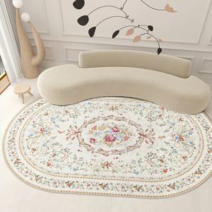 TEMU 우아한 벨벳 지역 매트 - 부드러운 폴리에스터, 베이지, 갈색, 파란색으로 세련된 꽃 디자인 - 거실, 침실, 사무실, 식당 장식에 이상적 - 기계 세척 가능, 다양한 크기 제공, 침실 장식 매트 | 우아한 홈 액센트 | 기계 세척 가능 매트, 거실용 러그
