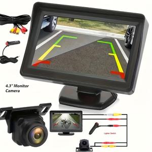 TEMU 간편 설치 4.3인치 HD 차량 후방 카메라 - 12V, 풀 컬러 LCD 디스플레이로 안전 주차 지원